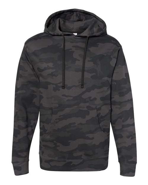 Load image into Gallery viewer, Unisex Midweight Hooded Sweatshirt - Black Camo
