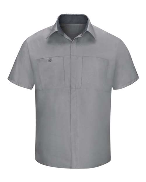 Load image into Gallery viewer, Red Kap SY42 Men's Performance Plus Short Sleeve Shirt With Oilblok Technology - Light Grey/ Charcoal
