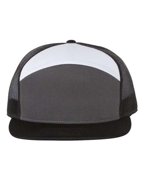 Load image into Gallery viewer, Richardson 168 Seven-Panel Trucker Cap - Charcoal/ Black/ White
