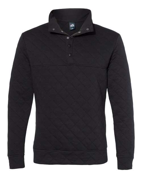 J. America 8890 Men's Quilted Half-Snap Pullover - Black