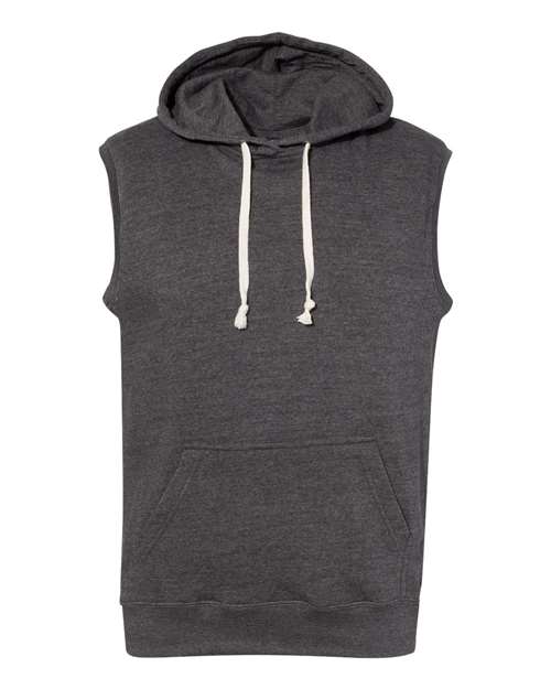 J. America 8877 Men's Triblend Sleeveless Hooded Sweatshirt - Black Triblend