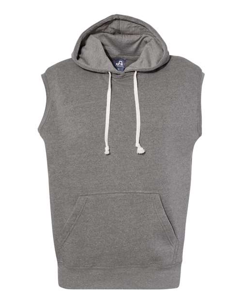 J. America 8877 Men's Triblend Sleeveless Hooded Sweatshirt - Smoke Triblend
