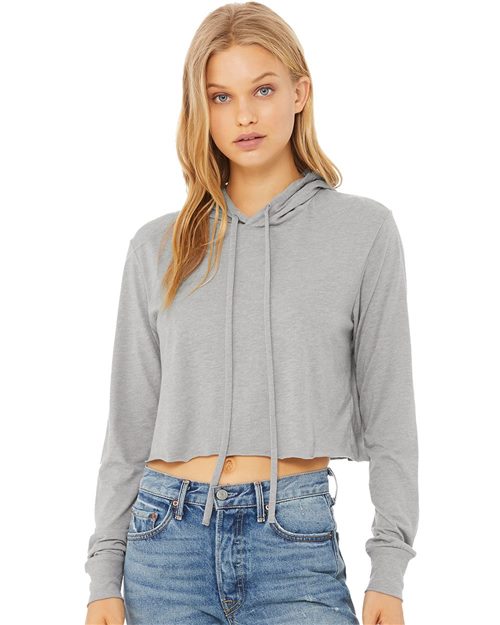 Load image into Gallery viewer, Women’s Triblend Crop Long Sleeve Hoodie Tee
