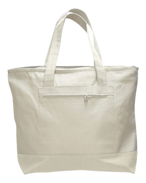 Load image into Gallery viewer, Q-Tees Q1300 19L Zippered Tote - Natural/ Natural
