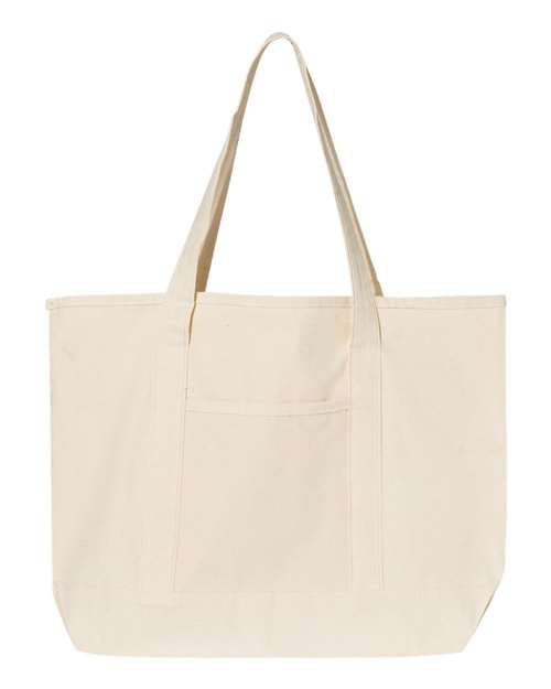 Q-Tees Q1500 34.6L Large Canvas Deluxe Tote - Natural/ Natural