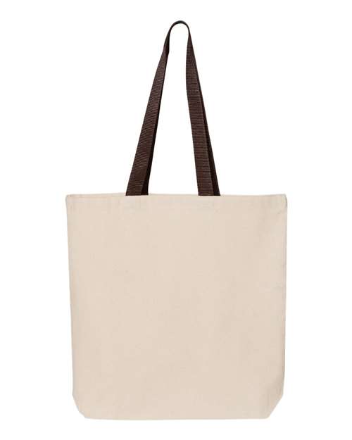 Q-Tees Q4400 11L Canvas Tote with Contrast-Color Handles - Natural/ Chocolate