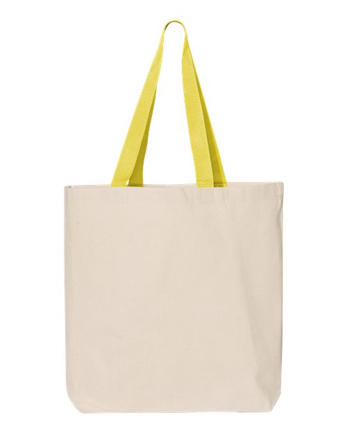 Q-Tees Q4400 11L Canvas Tote with Contrast-Color Handles - Natural/ Yellow