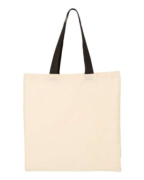 Load image into Gallery viewer, Q-Tees QTB6000 Economical Tote with Contrast-Color Handles - Natural/ Black
