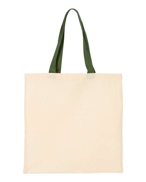 Load image into Gallery viewer, Q-Tees QTB6000 Economical Tote with Contrast-Color Handles - Natural/ Forest
