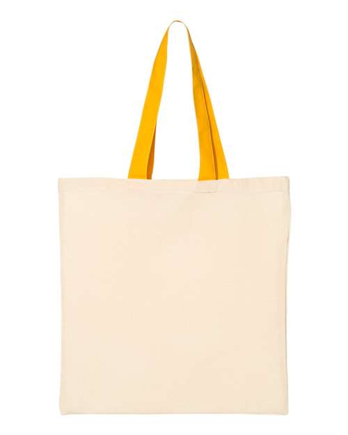 Q-Tees QTB6000 Economical Tote with Contrast-Color Handles - Natural/ Gold