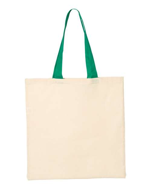 Q-Tees QTB6000 Economical Tote with Contrast-Color Handles - Natural/ Kelly