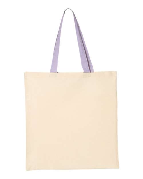 Q-Tees QTB6000 Economical Tote with Contrast-Color Handles - Natural/ Lavender