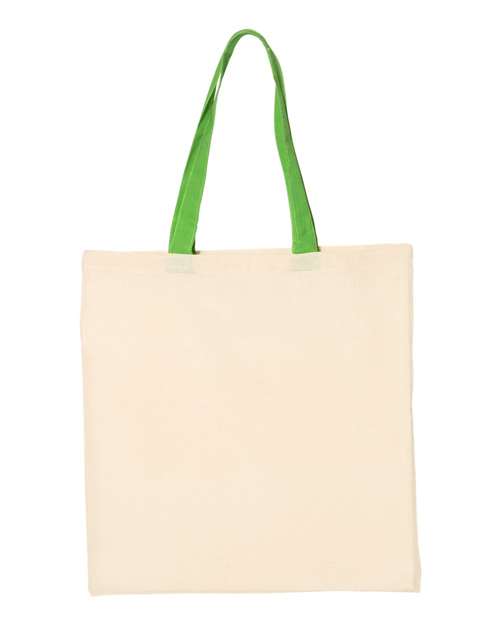 Load image into Gallery viewer, Q-Tees QTB6000 Economical Tote with Contrast-Color Handles - Natural/ Lime
