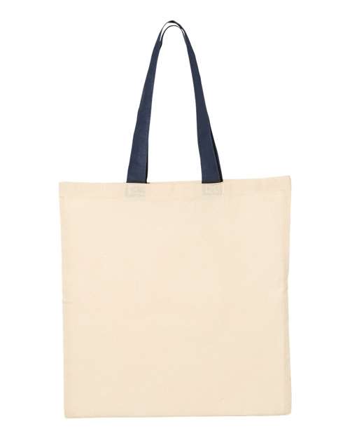 Q-Tees QTB6000 Economical Tote with Contrast-Color Handles - Natural/ Navy