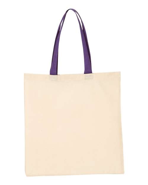Q-Tees QTB6000 Economical Tote with Contrast-Color Handles - Natural/ Purple