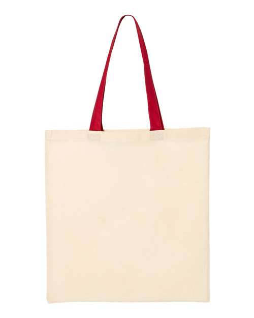 Q-Tees QTB6000 Economical Tote with Contrast-Color Handles - Natural/ Red