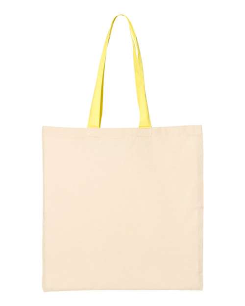 Load image into Gallery viewer, Q-Tees QTB6000 Economical Tote with Contrast-Color Handles - Natural/ Yellow
