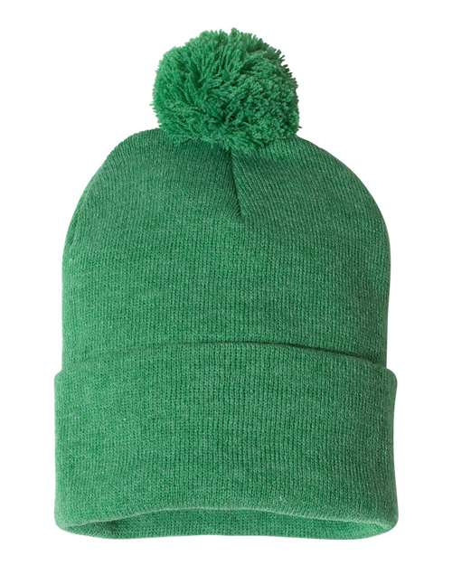 Sportsman SP15 12" Pom-Pom Cuffed Beanie - Heather Kelly