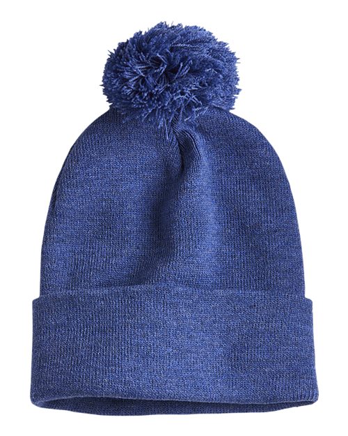 Sportsman SP15 12" Pom-Pom Cuffed Beanie - Heather Dark Royal