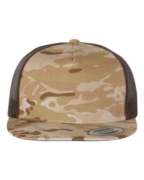 YP Classics 6006 Classic Five-Panel Trucker Cap - Multicam Arid/ Brown