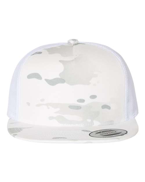 YP Classics 6006 Classic Five-Panel Trucker Cap - Multicam Alpine/ White