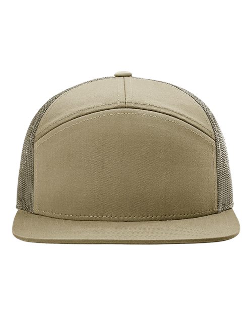 Richardson 168 Seven-Panel Trucker Cap - Pale Khaki/ Loden Green