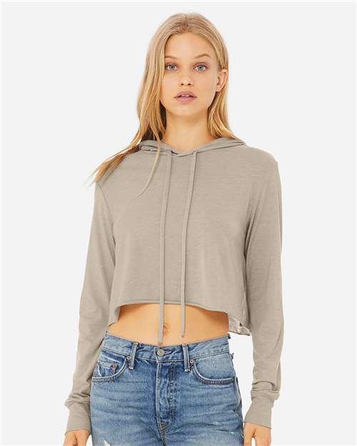 Load image into Gallery viewer, Women’s Triblend Crop Long Sleeve Hoodie Tee
