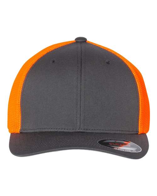 Load image into Gallery viewer, Flexfit 6511 Trucker Cap - Charcoal/ Neon Orange
