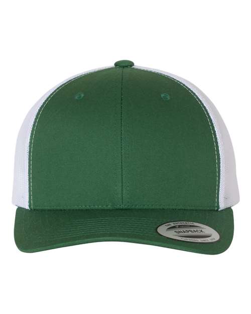 YP Classics 6606 Retro Trucker Cap - Evergreen/ White