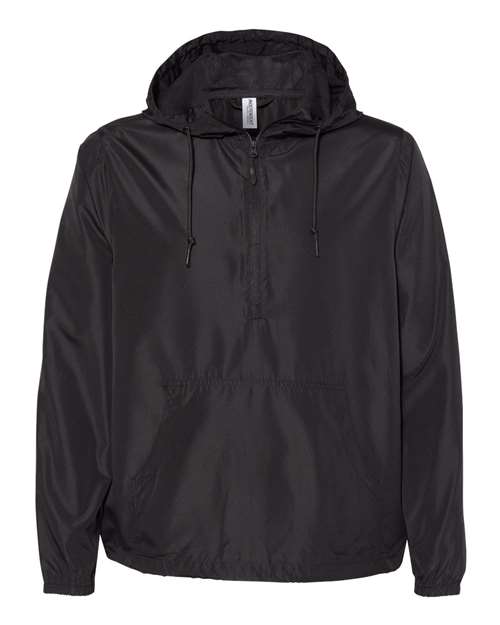 Independent Trading Co. EXP54LWP Unisex Lightweight Quarter-Zip Windbreaker Pullover Jacket - Black
