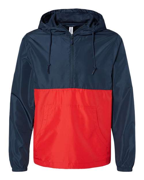 Independent Trading Co. EXP54LWP Unisex Lightweight Quarter-Zip Windbreaker Pullover Jacket - Classic Navy/ Red