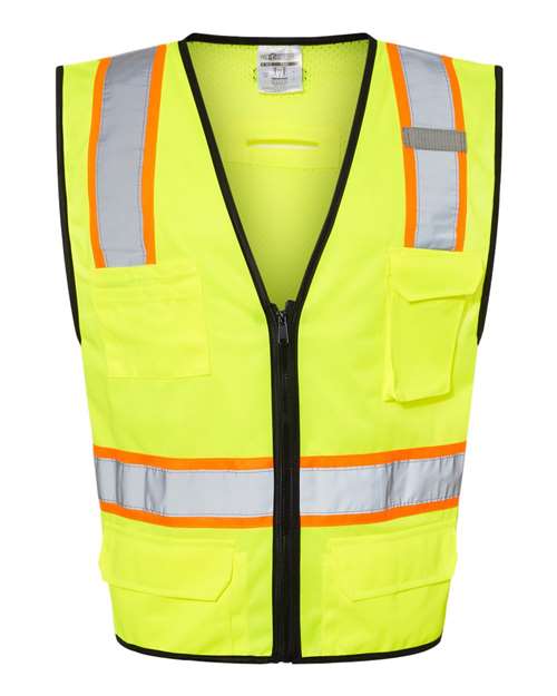 Kishigo 1580-1581 Unisex 6 Pocket Contrast Class 2 Vest - Lime