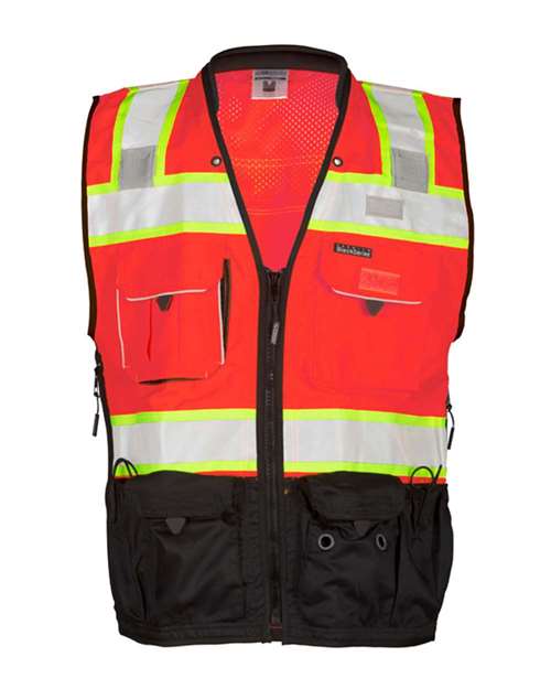 Kishigo S5002-5003 Unisex Premium Black Series® Surveyors Vest - Fluorescent Red (S5702)