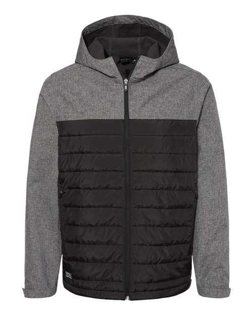 DRI DUCK 5324 Men's Pinnacle Soft Shell Puffer Jacket - Black Heather/ Black