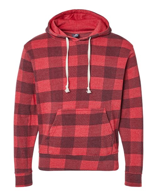 Load image into Gallery viewer, J. America 8871 Men's Triblend Fleece Hooded Sweatshirt - Red Triblend Buffalo
