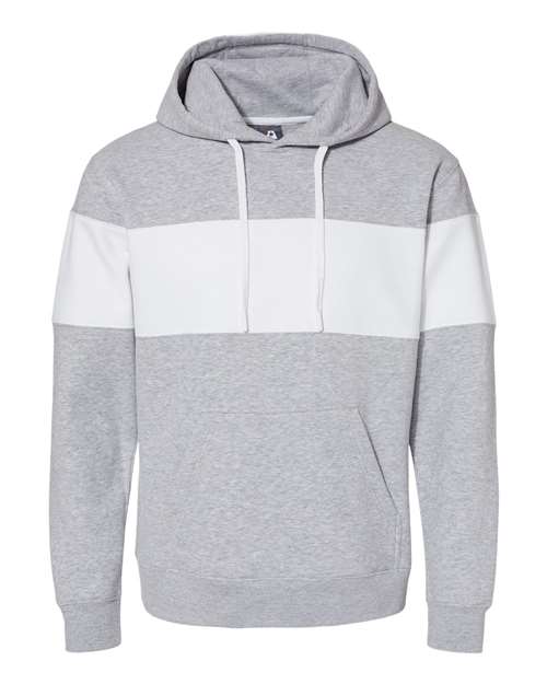 Load image into Gallery viewer, J. America 8644 Men's Varsity Fleece Colorblocked Hooded Sweatshirt - Oxford
