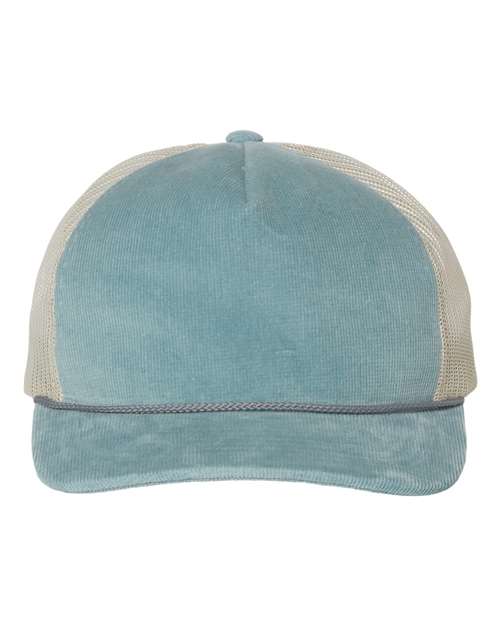 Load image into Gallery viewer, Richardson 930 Troutdale Corduroy Trucker Cap - Light Blue/ Sand
