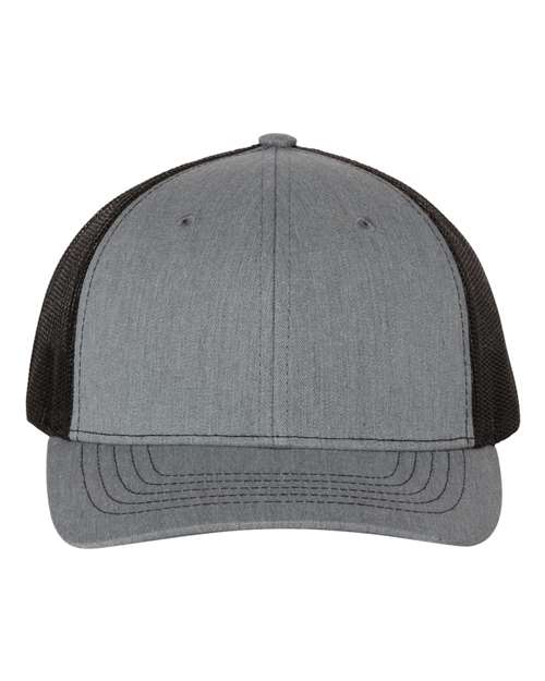 Richardson 112Y Youth Trucker Snapback Cap - Heather Grey/ Black