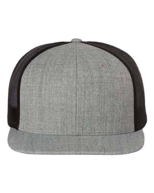 Load image into Gallery viewer, Richardson 511 Wool Blend Flat Bill Trucker Cap - Heather Grey/ Black
