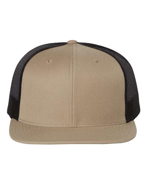Richardson 511 Wool Blend Flat Bill Trucker Cap - Khaki/ Black