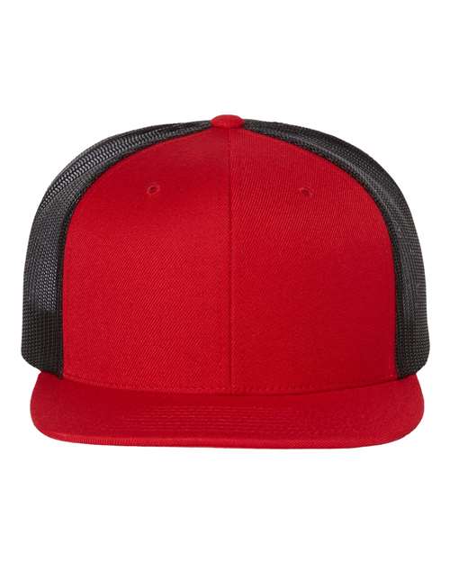 Richardson 511 Wool Blend Flat Bill Trucker Cap - Red/ Black