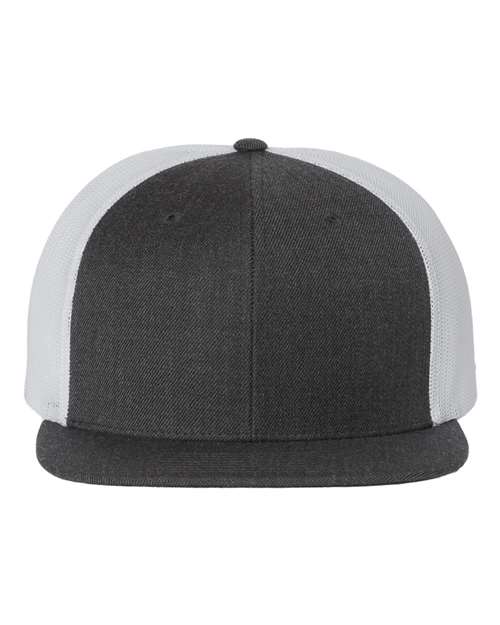 Richardson 511 Wool Blend Flat Bill Trucker Cap - Heather Charcoal/ White