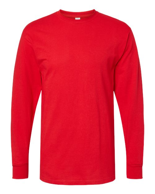 M&O 4820 Unisex Gold Soft Touch Long Sleeve T-Shirt - Deep Red