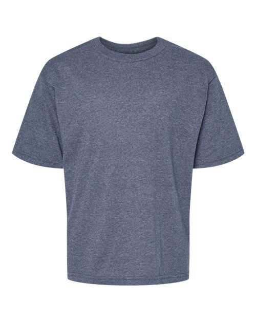 M&O 4850 Youth Gold Soft Touch T-Shirt - Heather Navy