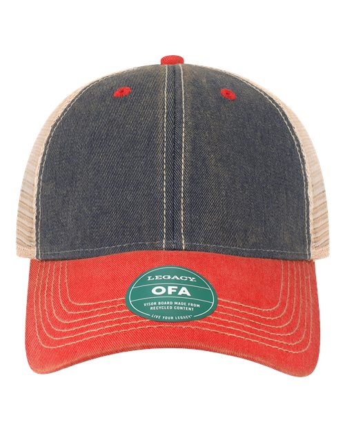Load image into Gallery viewer, LEGACY OFA Old Favorite Trucker Cap - Navy/ Scarlet Red/ Khaki
