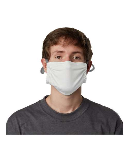 Hanes MKPKPR 2-Ply Polyester Pocket Face Mask - White