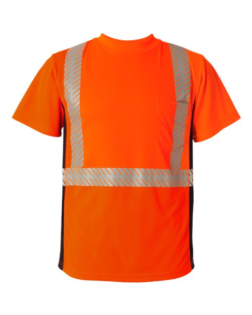 Kishigo 9114-9115 Unisex Premium Black Series® Breathable Tape Class 2 T-Shirt - Fluorescent Red (9700)