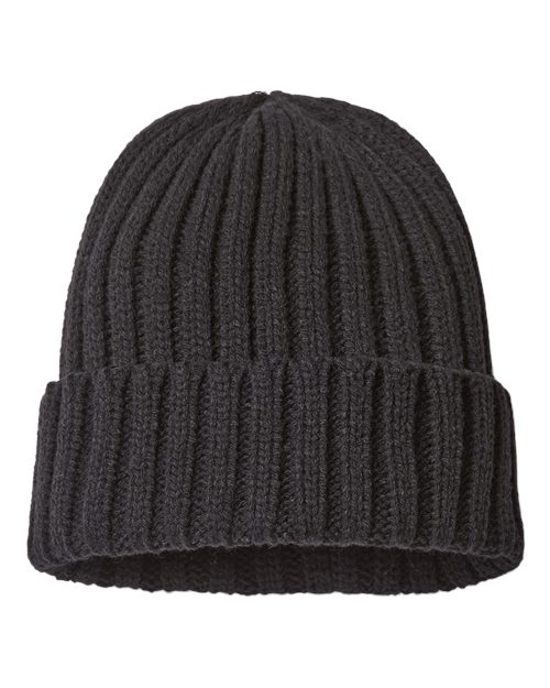 Atlantis Headwear SHORE Sustainable Cable Knit Cuffed Beanie - Black