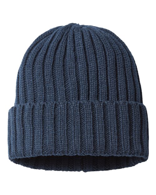 Atlantis Headwear SHORE Sustainable Cable Knit Cuffed Beanie - Navy
