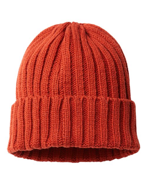 Atlantis Headwear SHORE Sustainable Cable Knit Cuffed Beanie - Rusty